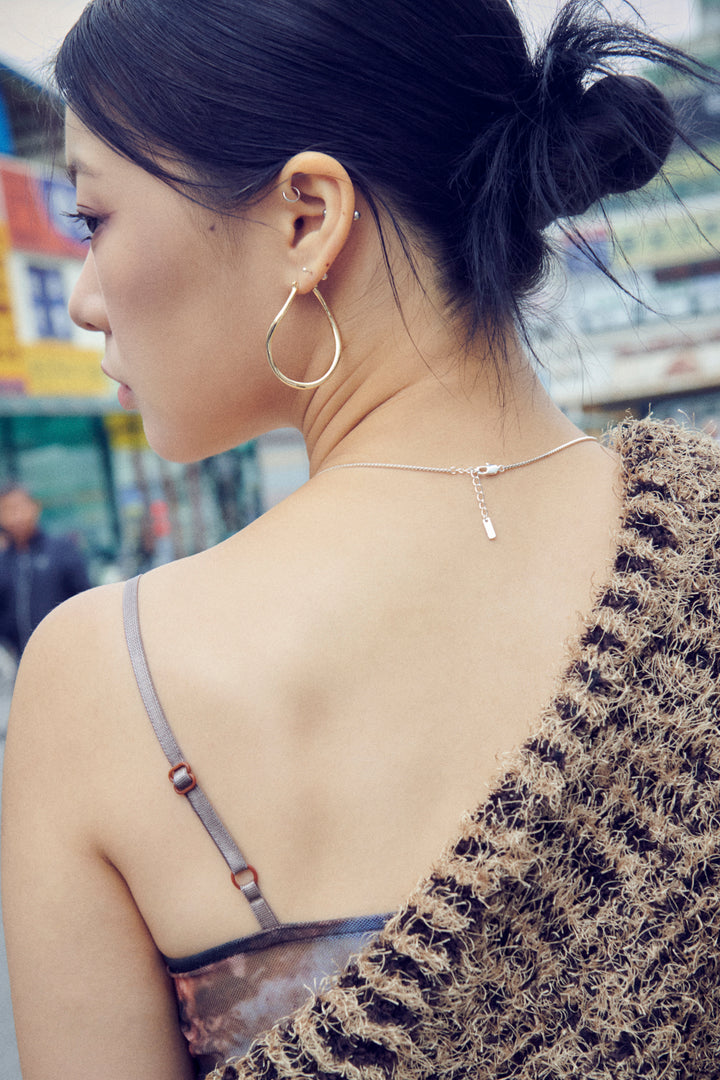 カーヴィー ライン ワイド フープ ピアス【KOREA SNAP】