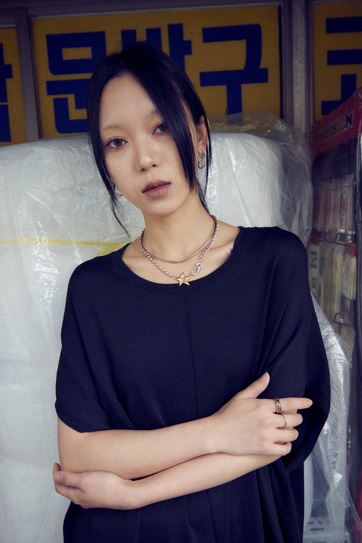 ラウンド カーブ スリム ステンレス ネックカフ【KOREA SNAP】