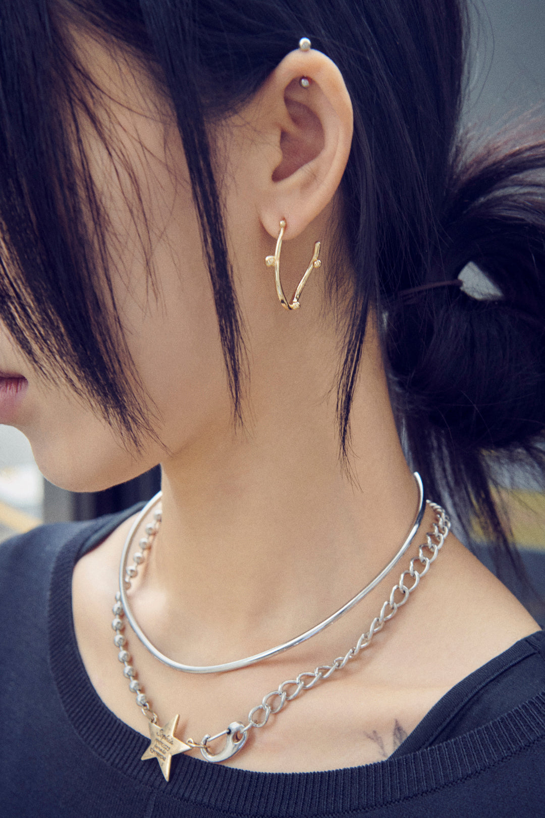 スフィアー オーバル フープ ピアス【KOREA SNAP】