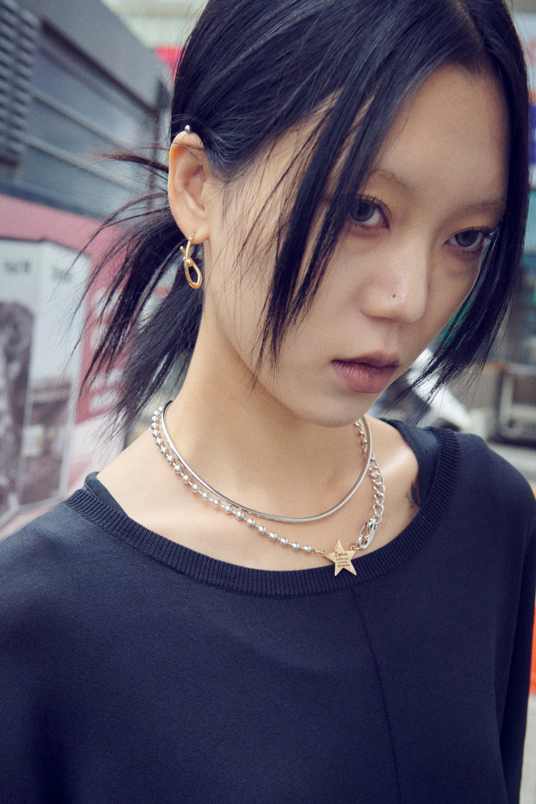 ソフィア スター ID プレート ネックレス【KOREA SNAP】