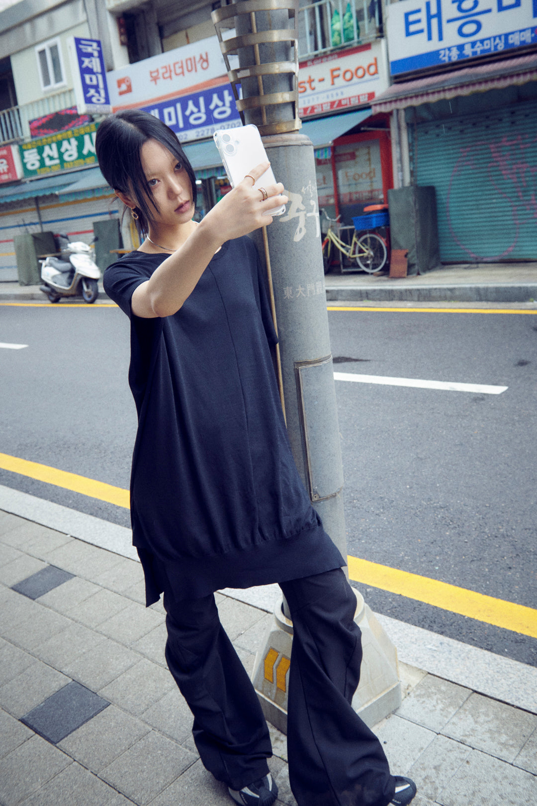 ラウンド カーブ スリム ステンレス ネックカフ【KOREA SNAP】