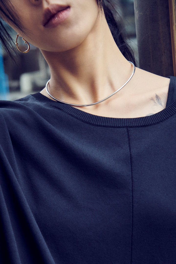 ラウンド カーブ スリム ステンレス ネックカフ【KOREA SNAP】