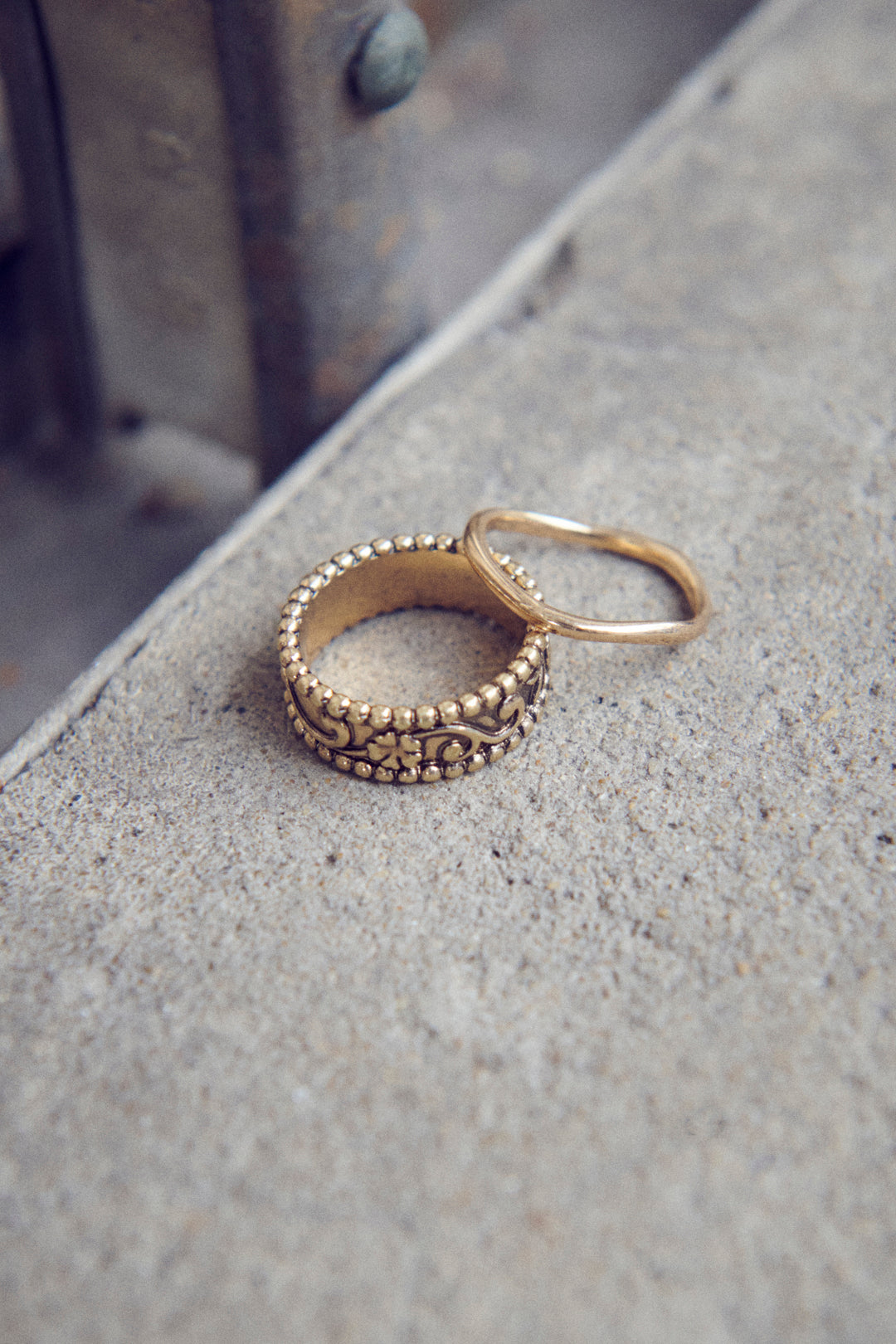 ヴィンテージ シック エングレイヴ セット リング【KOREA SNAP