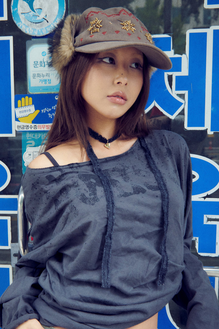 ハート × デニム コード チョーカー【KOREA SNAP】