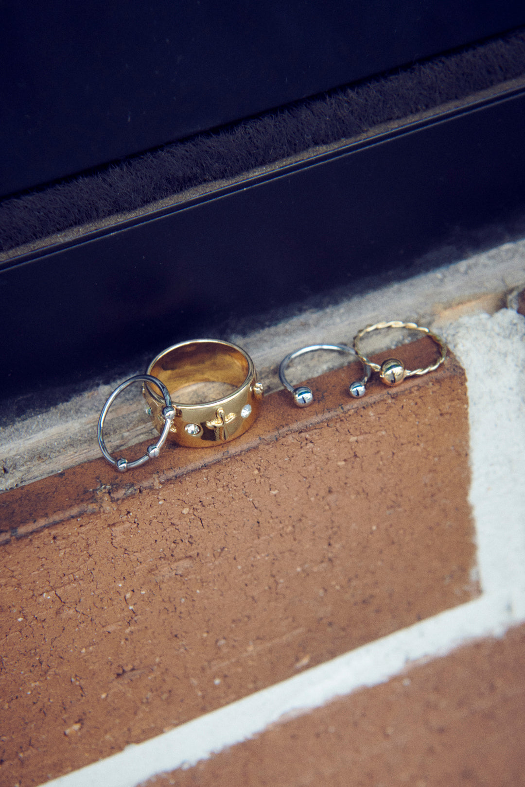 3PCS メタル ボール セット ピンキー リング【KOREA SNAP】