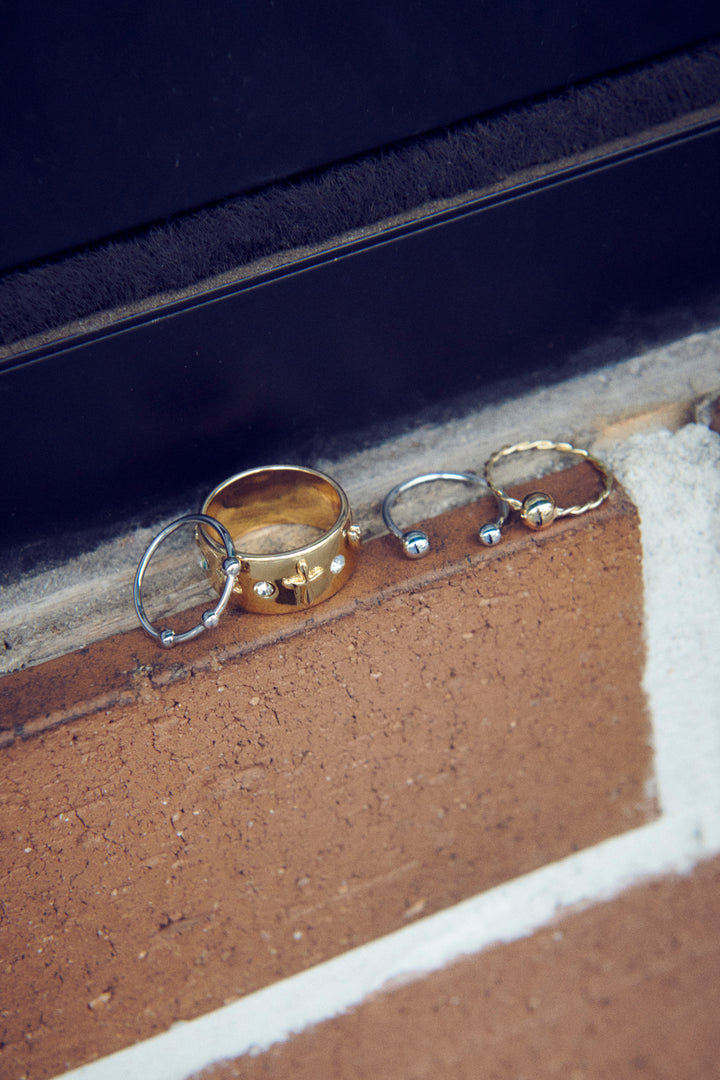 3PCS メタル ボール セット ピンキー リング【KOREA SNAP】