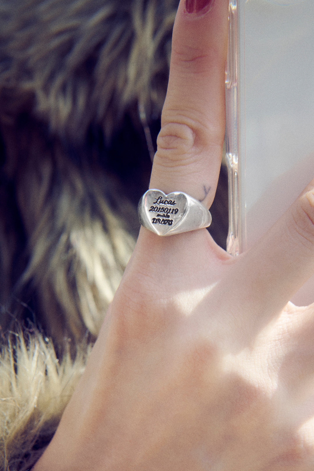 ルーカス ハート ID プレート リング【KOREA SNAP】