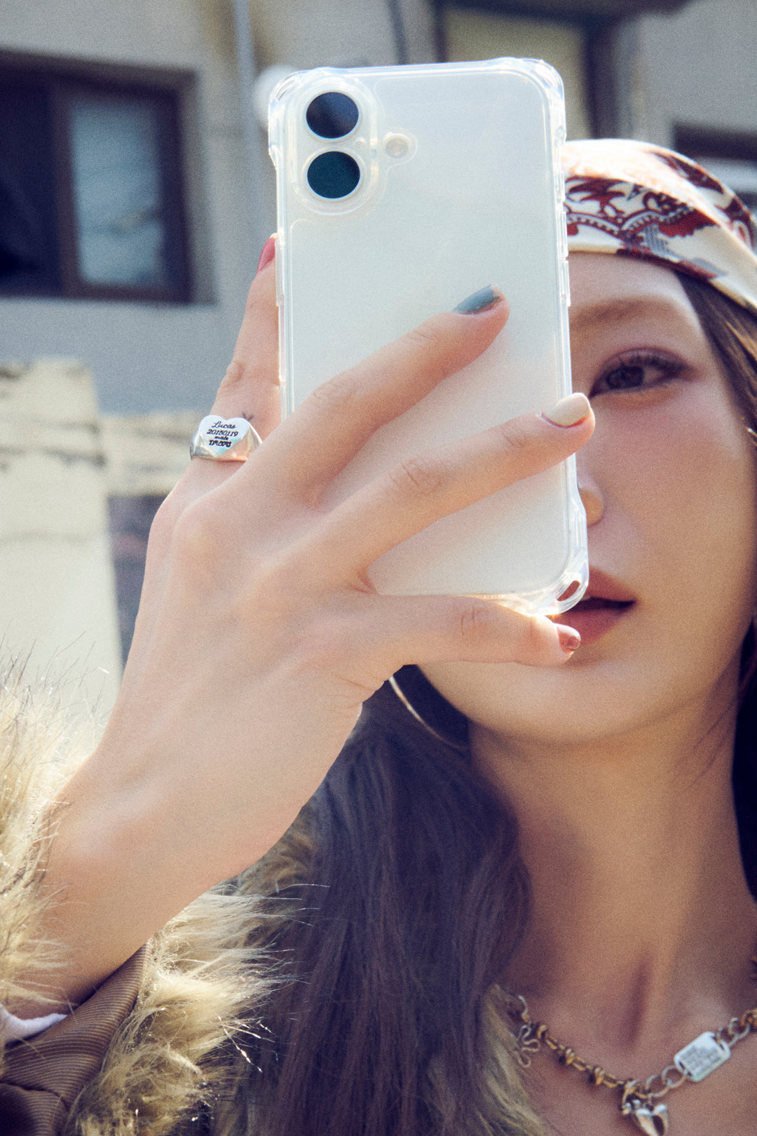 ルーカス ハート ID プレート リング【KOREA SNAP】