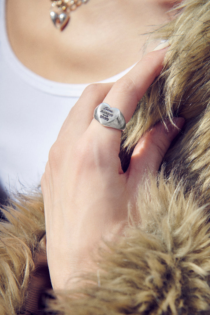 ルーカス ハート ID プレート リング【KOREA SNAP】