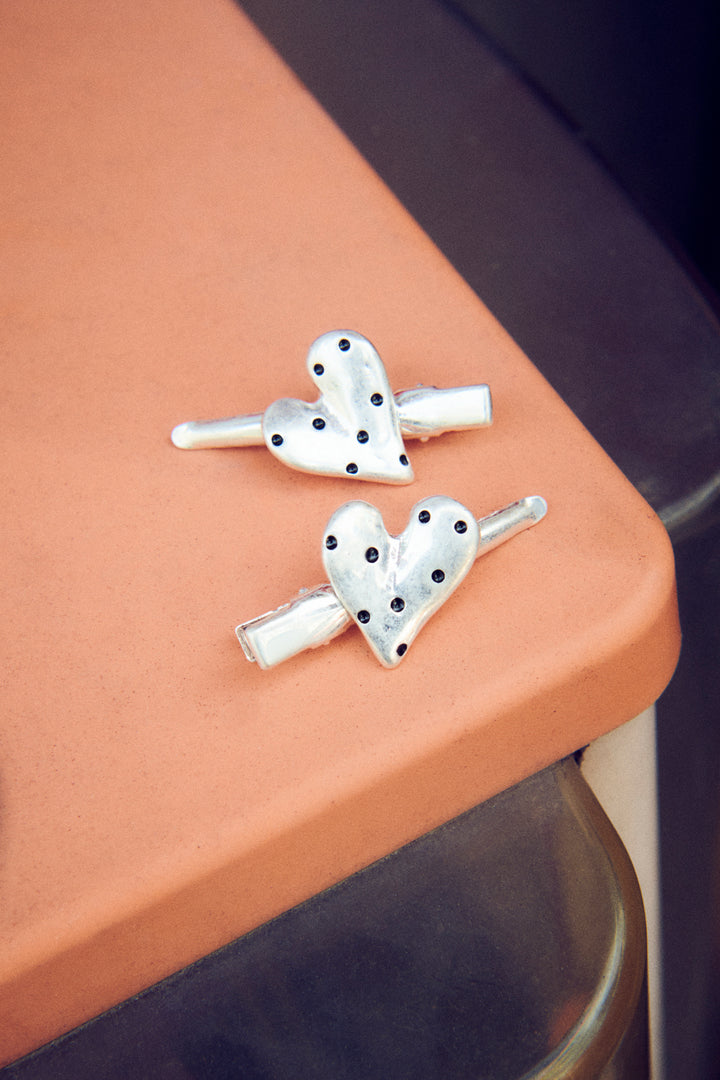 ドット ハート メタル セット ヘアー クリップ【KOREA SNAP】