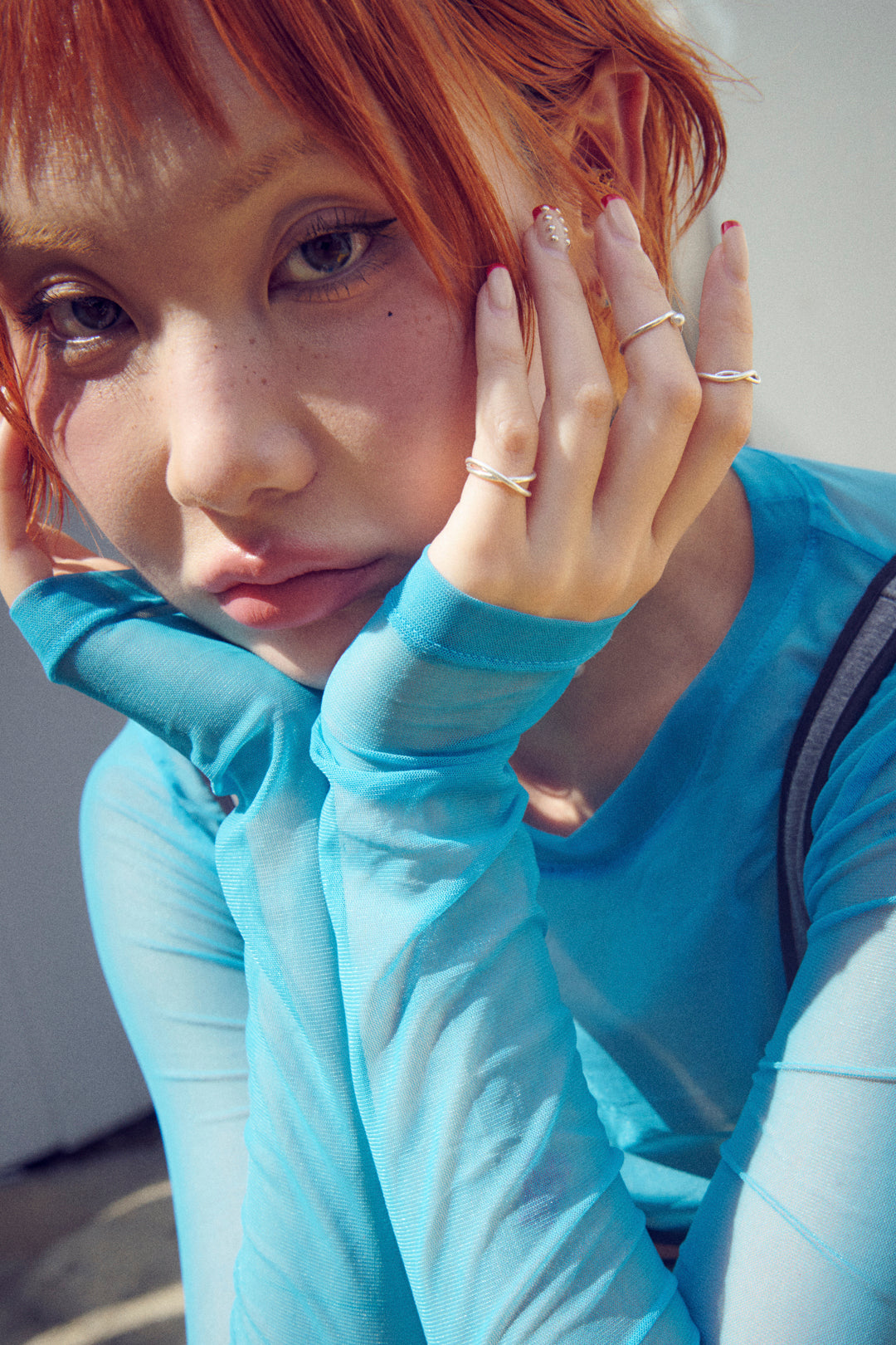 3PCS アタッチ パール メタル セット ピンキー リング【KOREA SNAP】