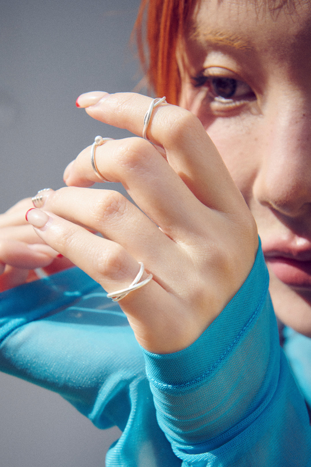 3PCS アタッチ パール メタル セット ピンキー リング【KOREA SNAP】