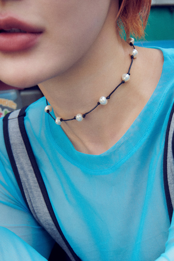 ステーション ビーズ コード ネックレス【KOREA SNAP】