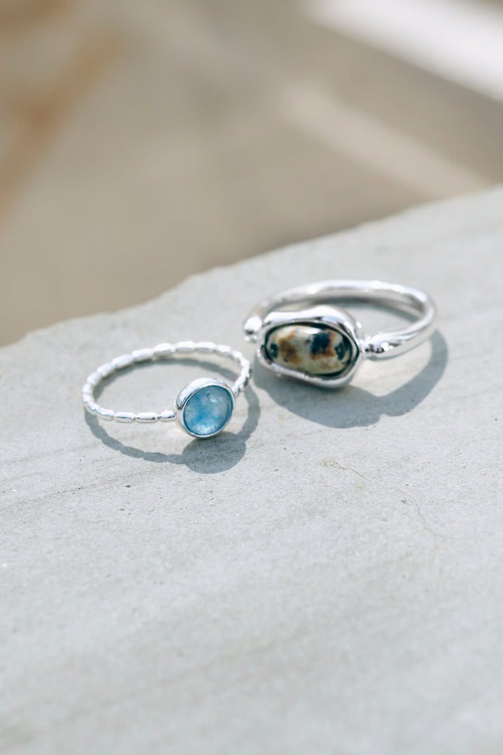 ダルメシアン × カラー ストーン セット リング