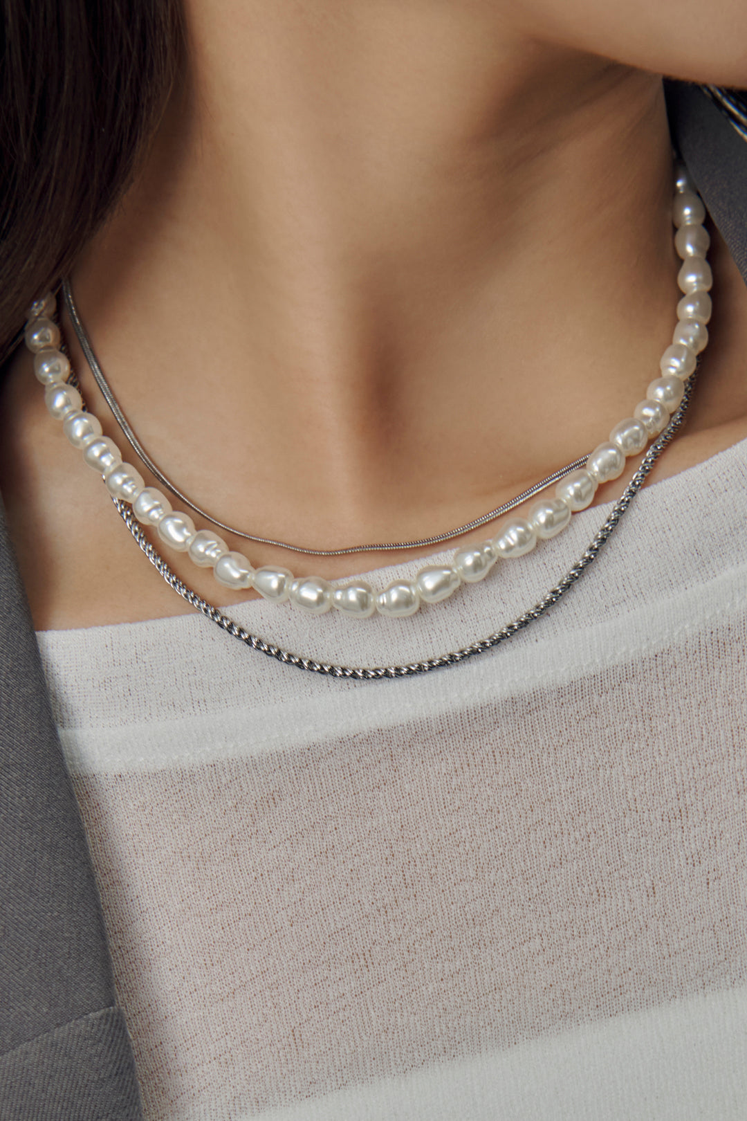 パール × チェーン マルチ レイヤード ネックレス – GOLDY Onlinestore