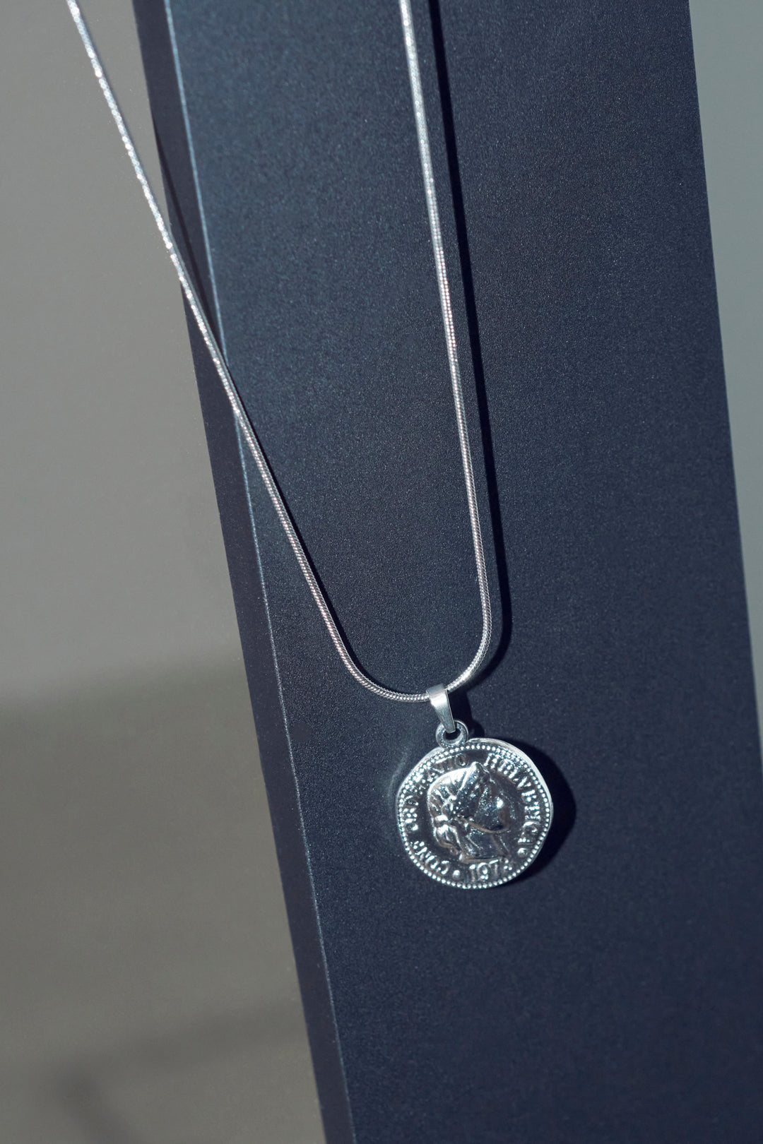 コイン × スネーク チェーン ステンレス ネックレス