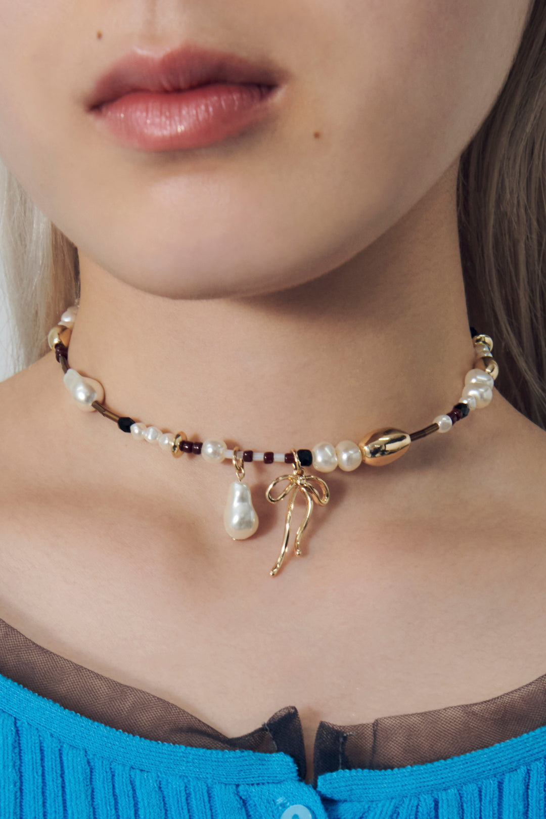 マルチ ビーズ ネックカフ