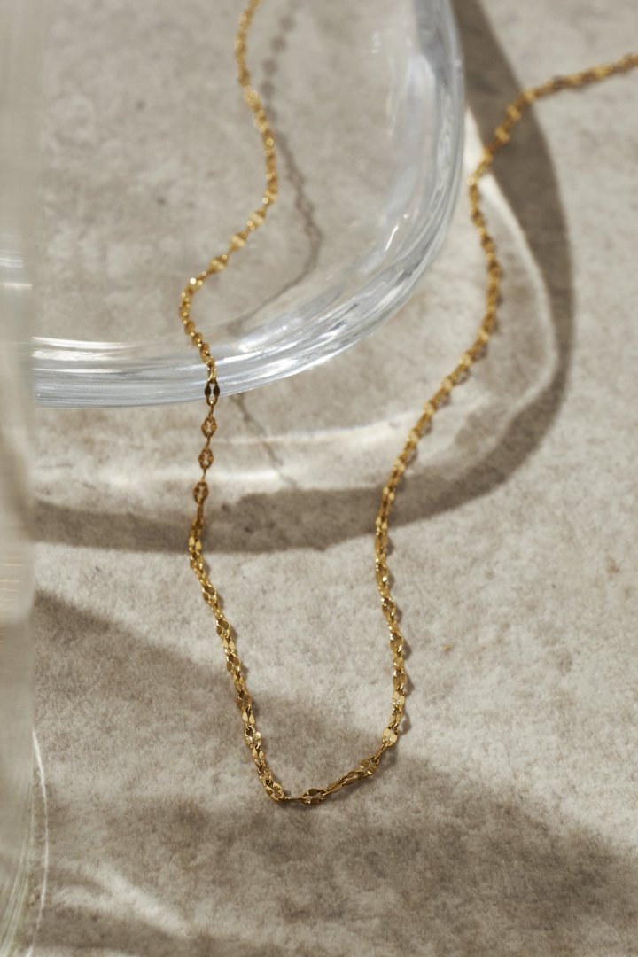 スリム ペタル チェーン ステンレス ネックレス