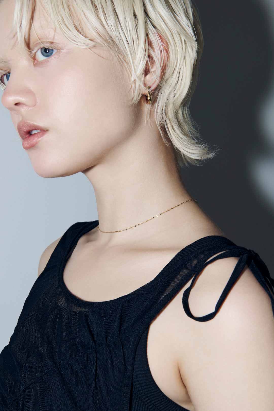 スリム ペタル チェーン ステンレス ネックレス