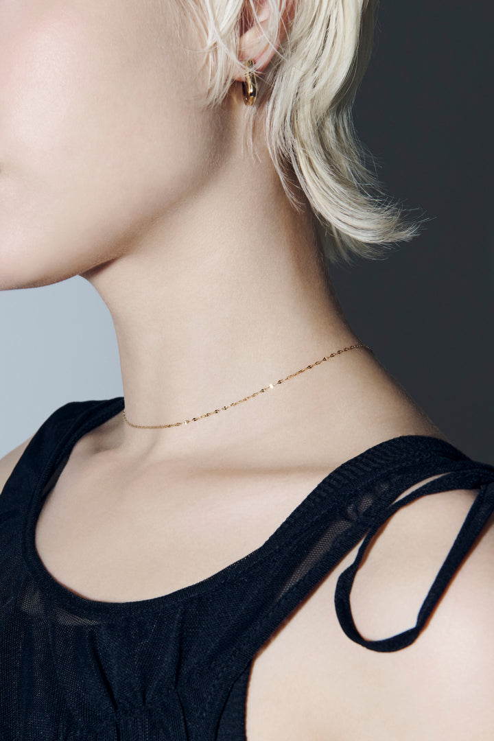 スリム ペタル チェーン ステンレス ネックレス