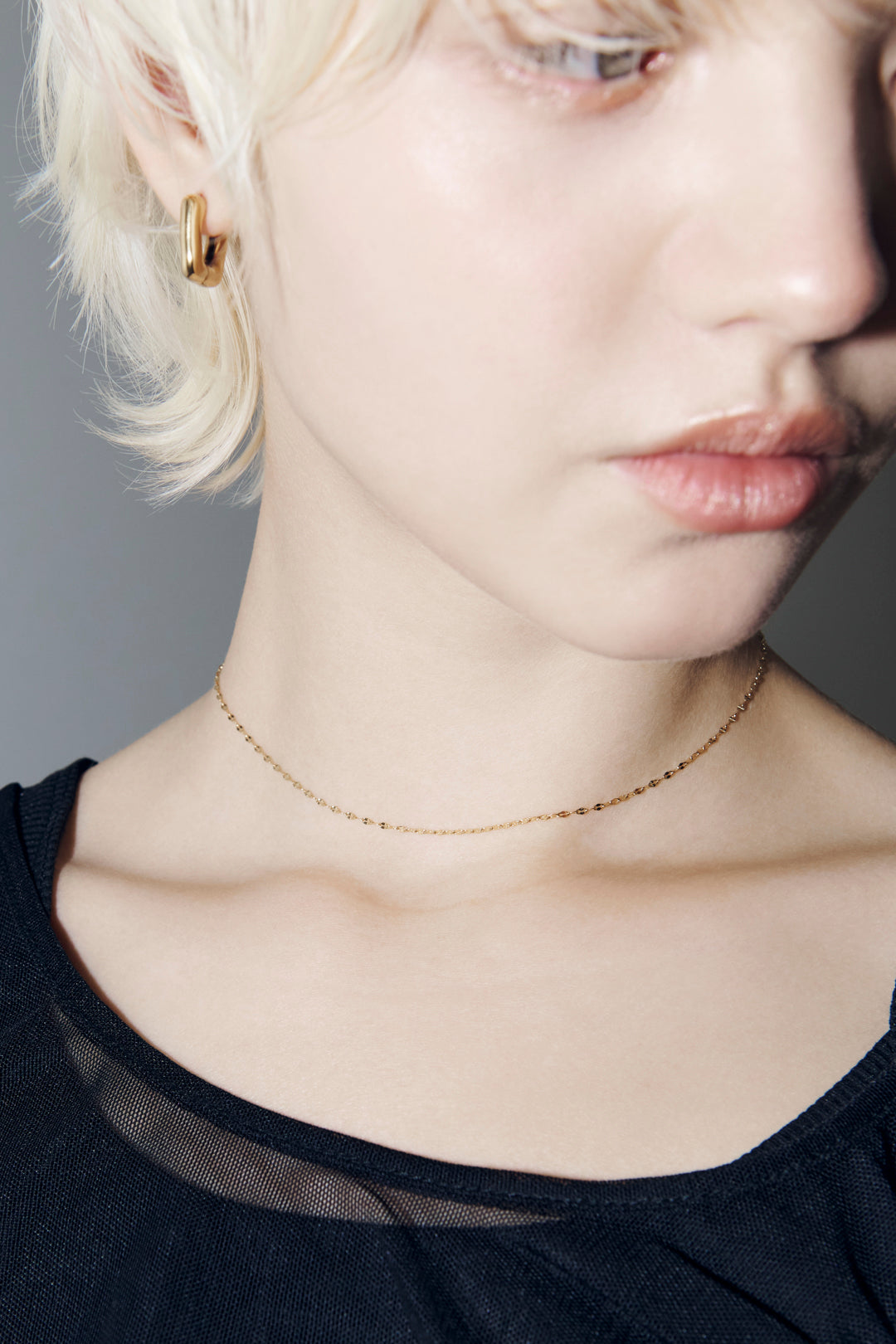 スリム ペタル チェーン ステンレス ネックレス