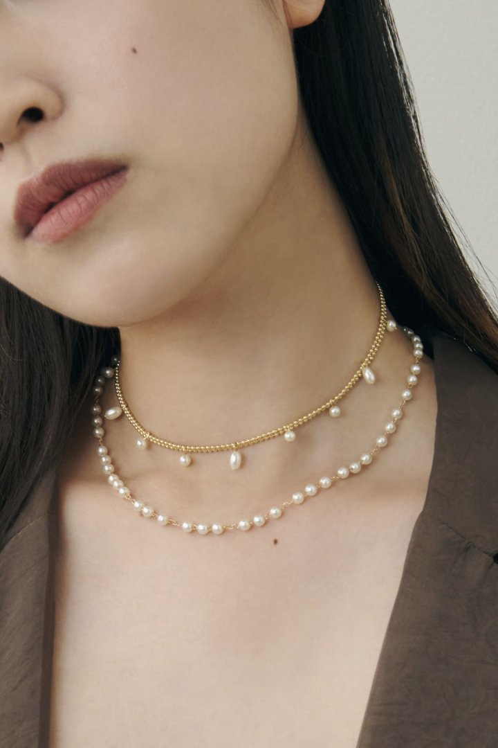 グレイン パール レイヤード ネックレス