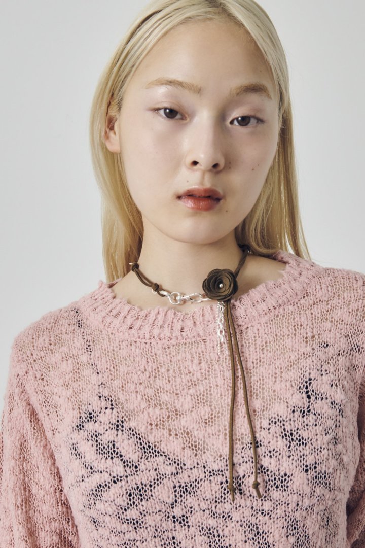 スエード ローズ ミックス チェーン チョーカー