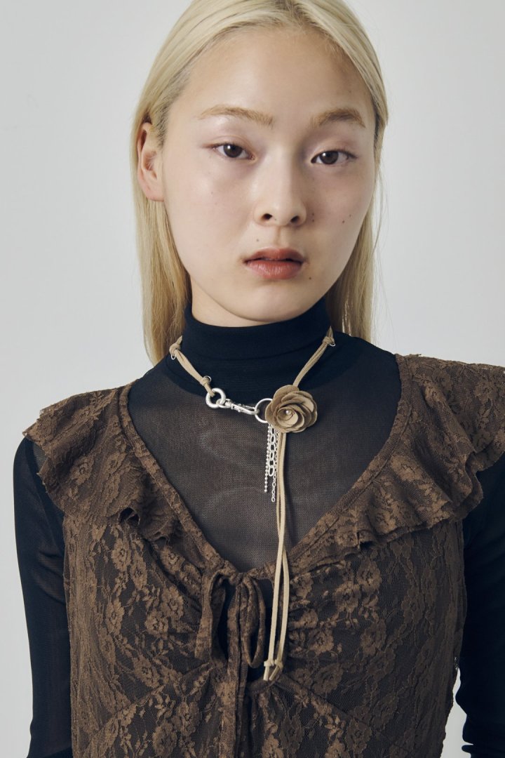 スエード ローズ ミックス チェーン チョーカー