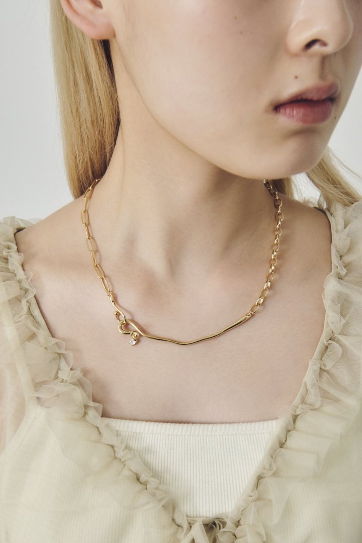 デュオ リンク チェーン ニュアンス バー ネックレス
