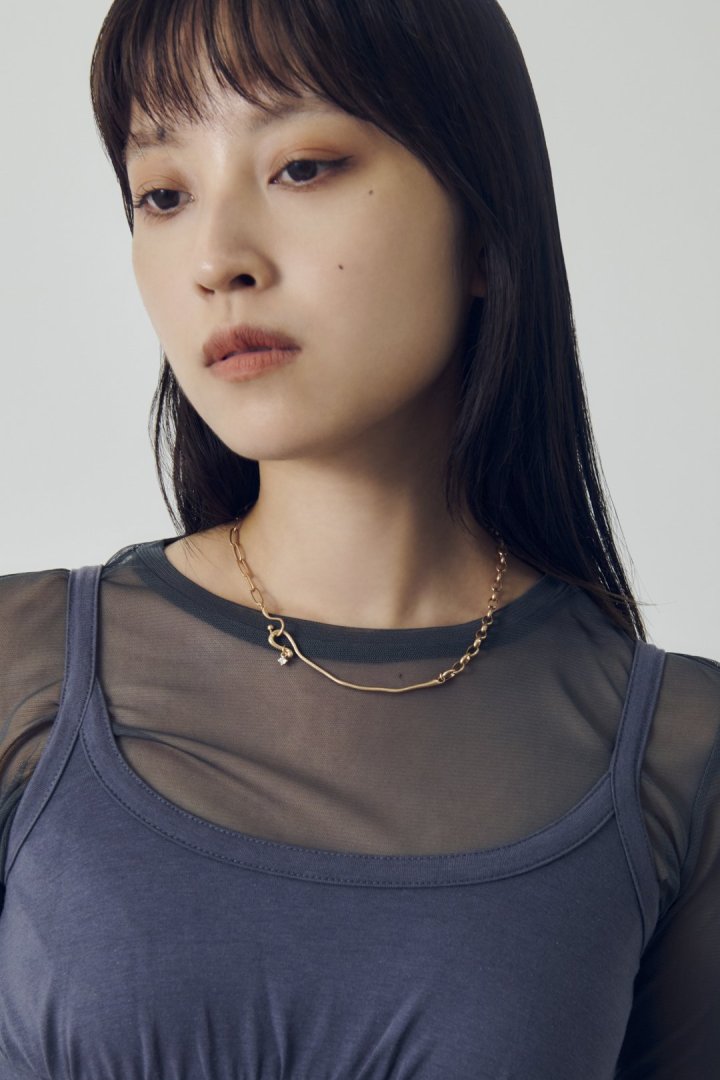 デュオ リンク チェーン ニュアンス バー ネックレス