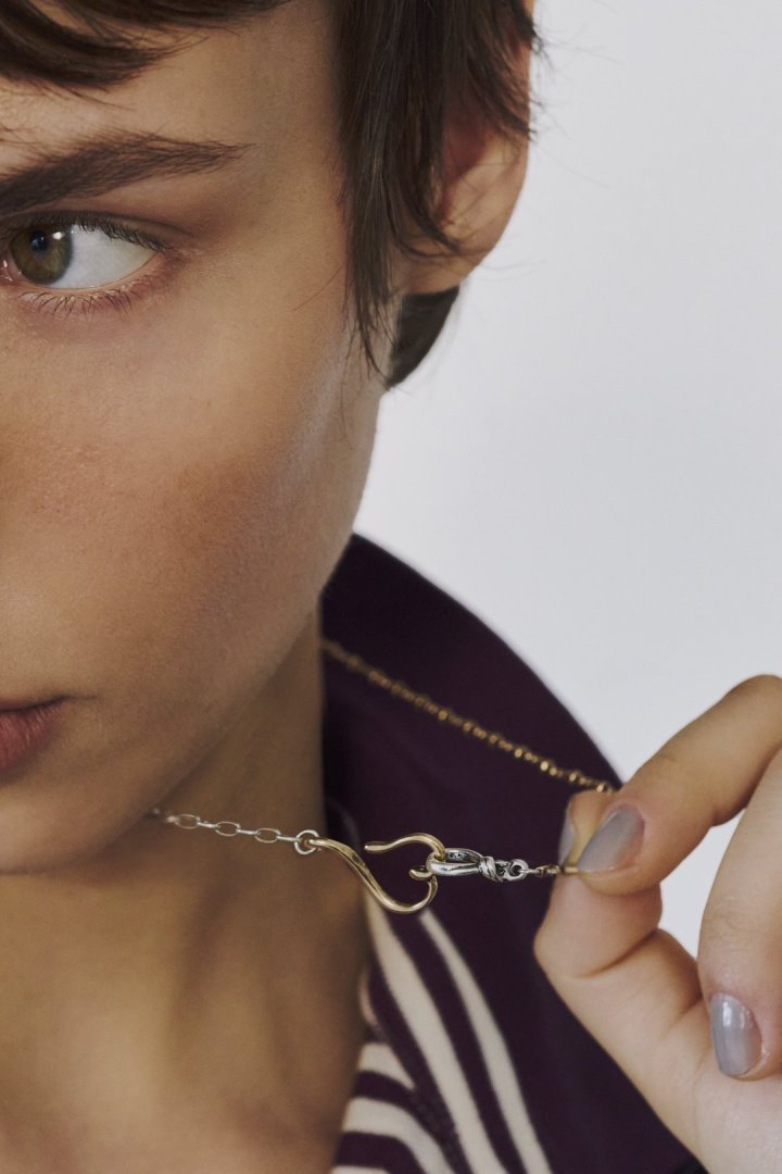 デュオ リンク チェーン ハート ネックレス