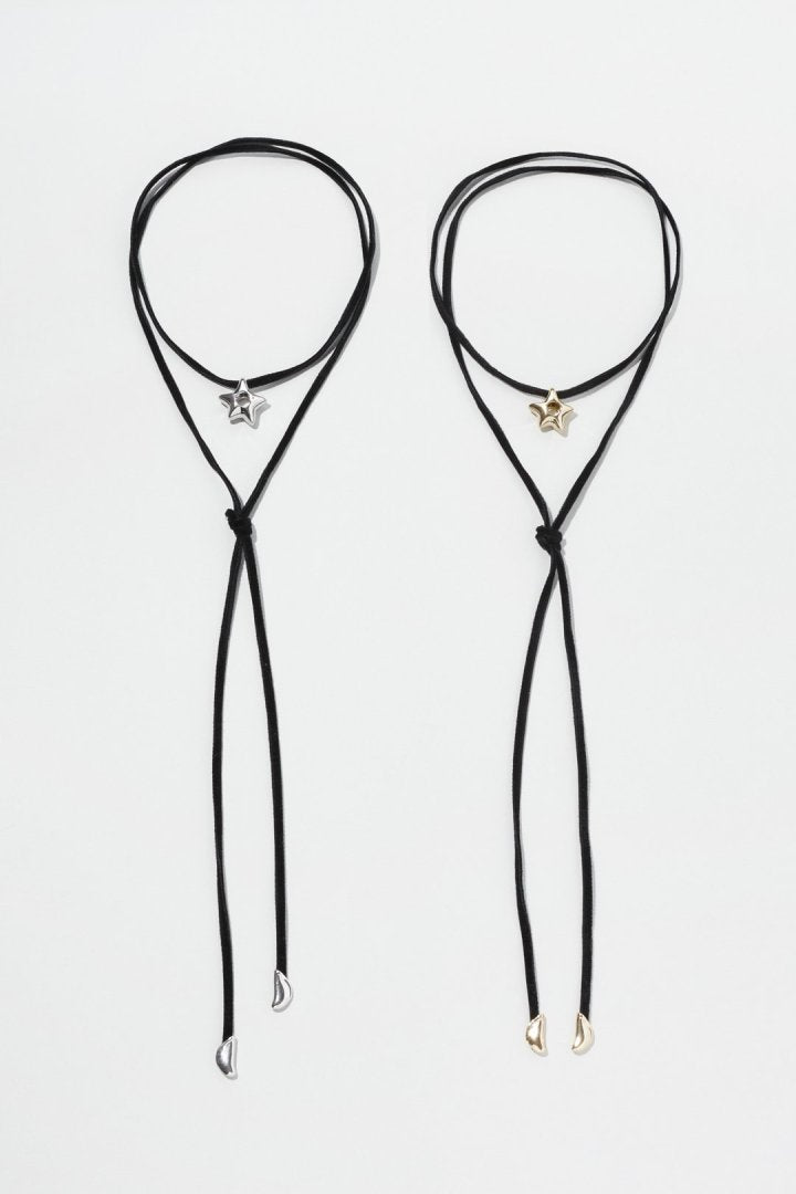 ジグリー メタル スター ベルベット タイ ネックレス