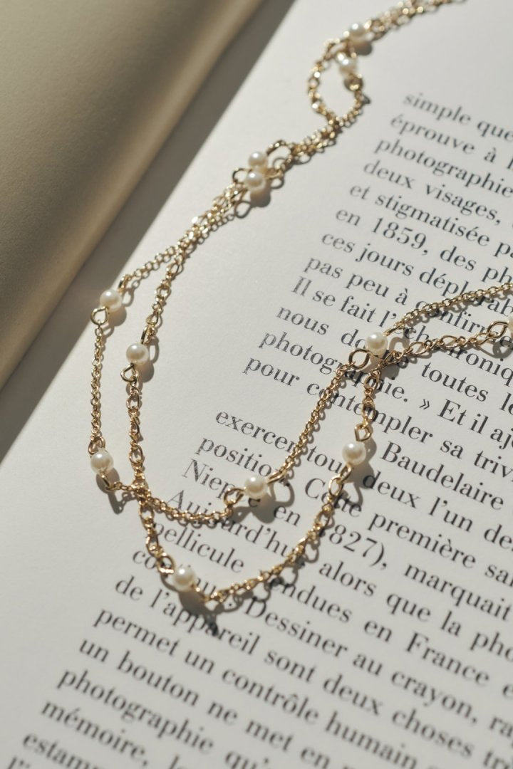 ステーション パール ロング ネックレス