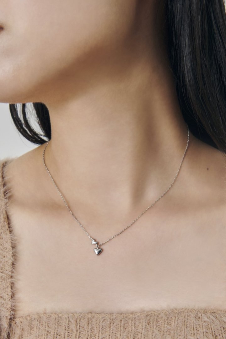 プチ ツインズ ハート ネックレス