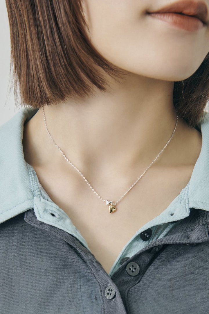 プチ ツインズ ハート ネックレス