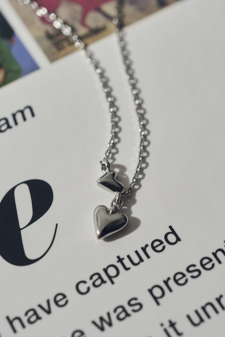 プチ ツインズ ハート ネックレス