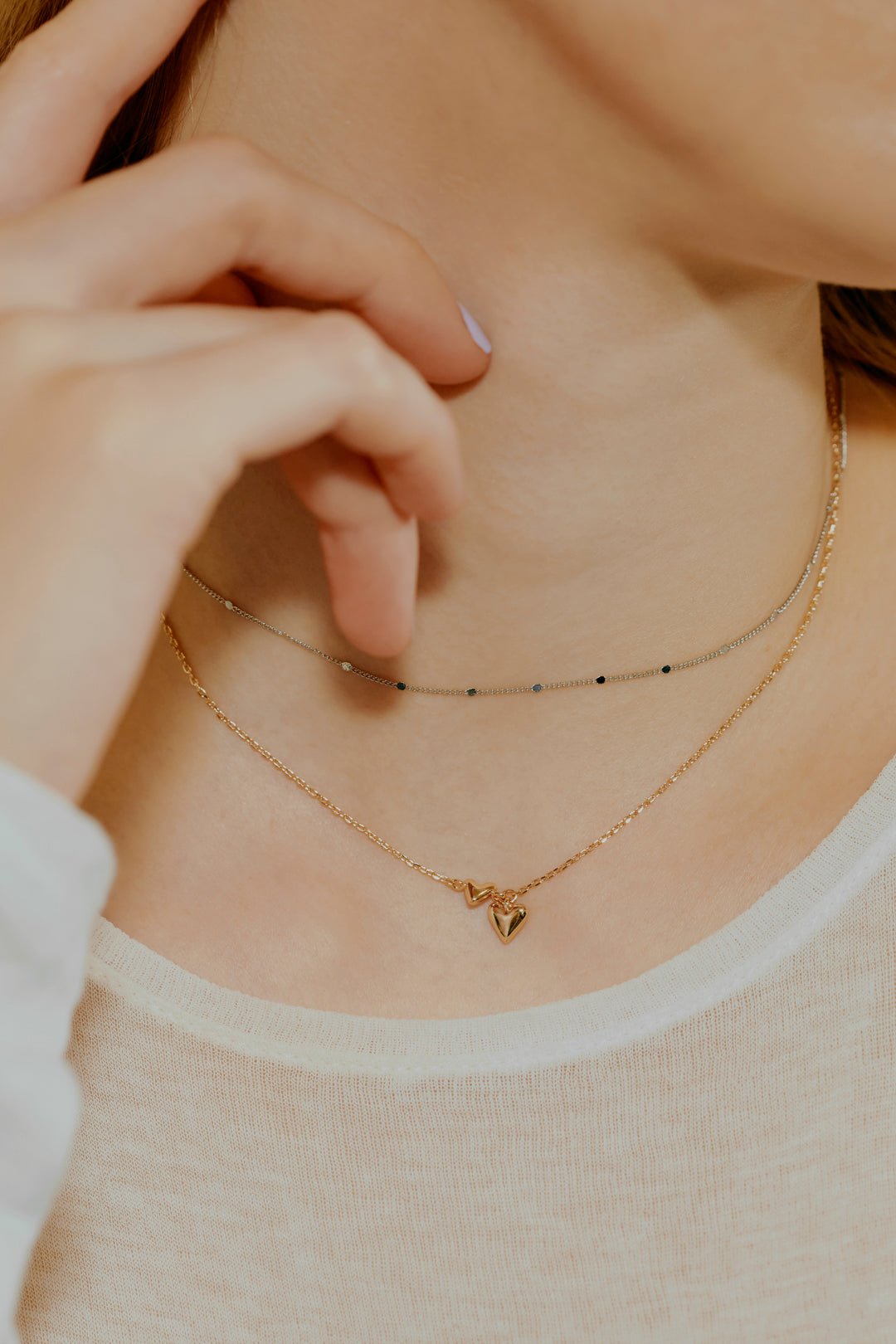 プチ ツインズ ハート ネックレス