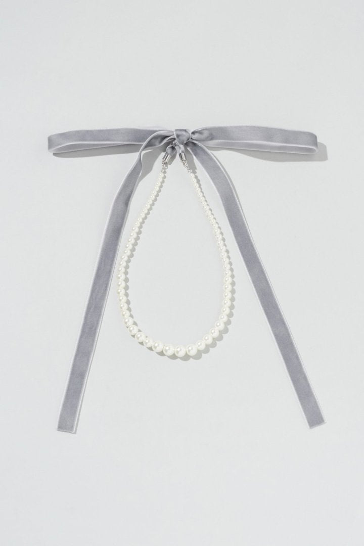 ベロア タイ パール ネックレス
