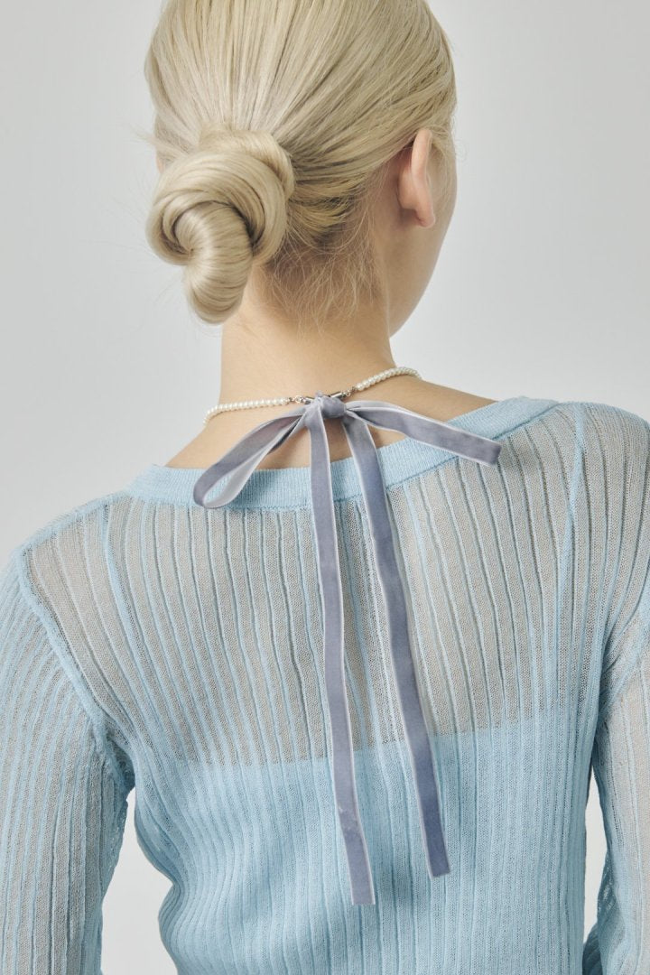 ベロア タイ パール ネックレス