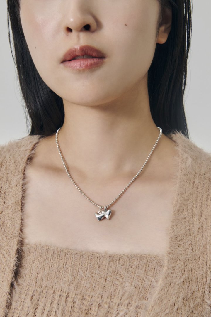 メタル ツインズ ハート ネックレス