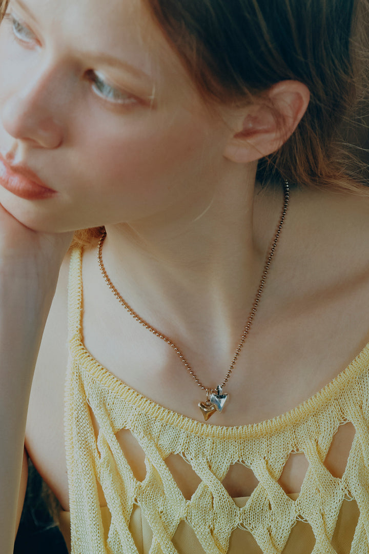 メタル ツインズ ハート ネックレス