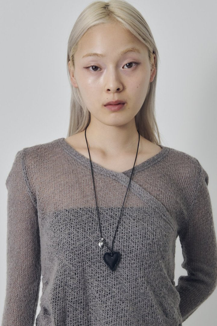 レザー タッチ ハート ネックレス