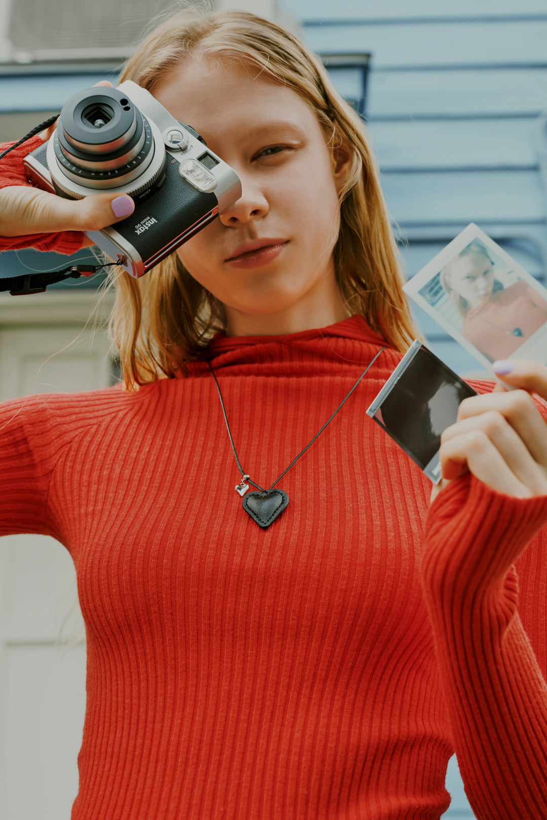 レザー タッチ ハート ネックレス