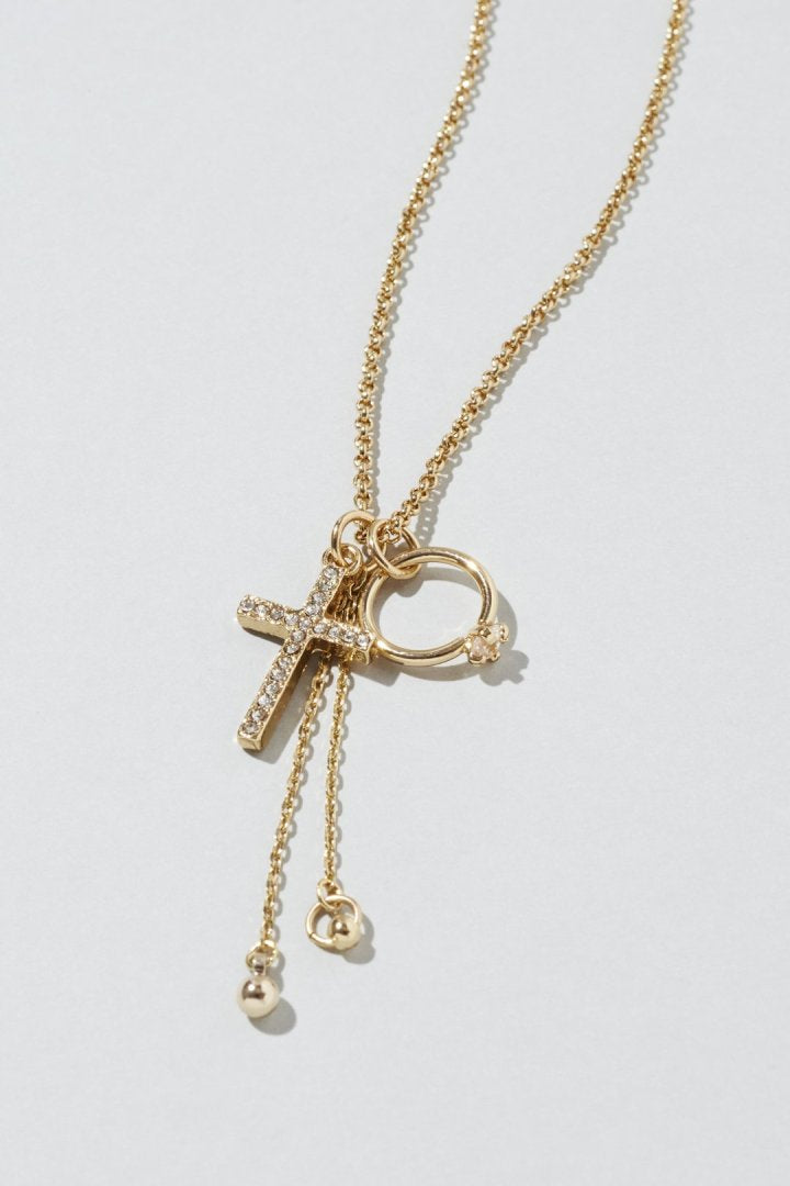 e.m. クロスモチーフ チャームネックレス ビジュー × クロス モチーフ チャーム ネックレス – GOLDY Onlinestore