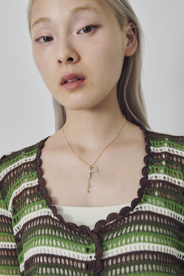 ビジュー × クロス モチーフ チャーム ネックレス