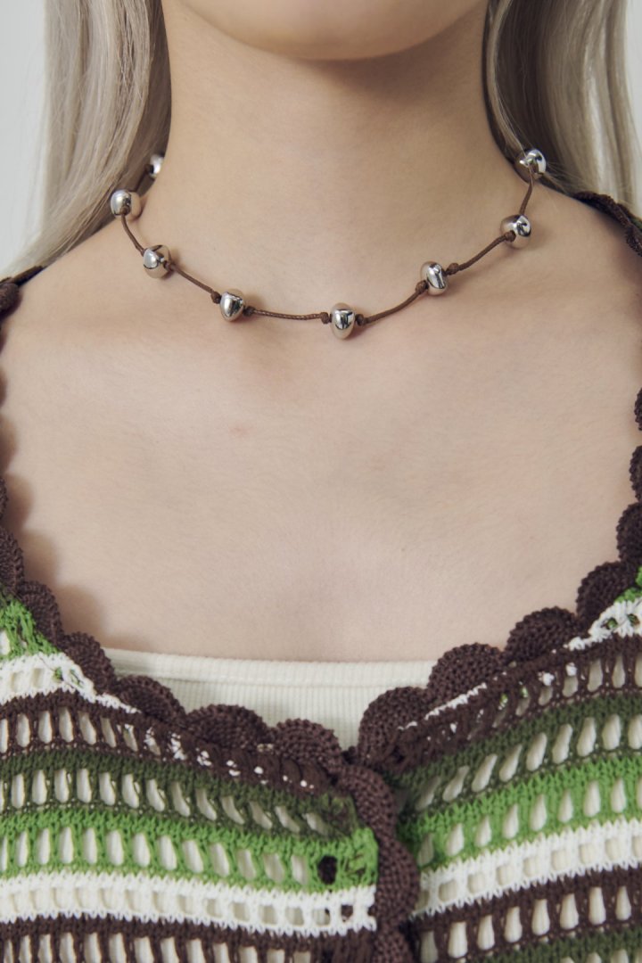 ステーション ビーズ コード ネックレス