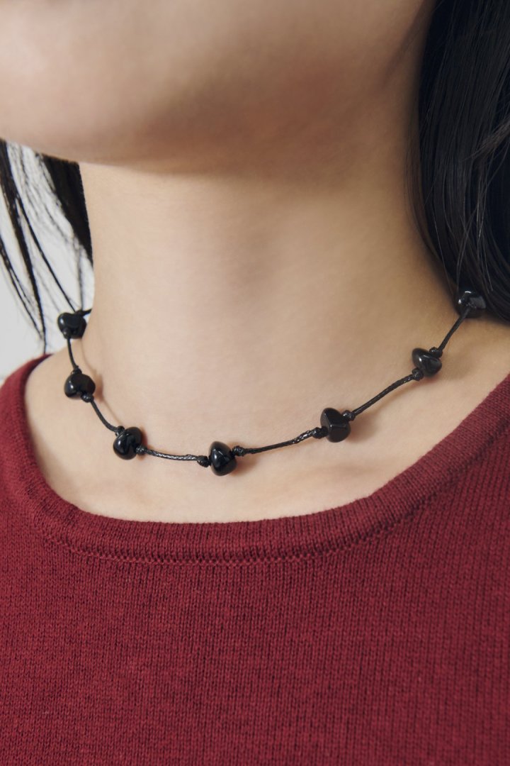 ステーション ビーズ コード ネックレス