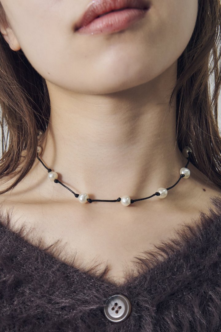 ステーション ビーズ コード ネックレス