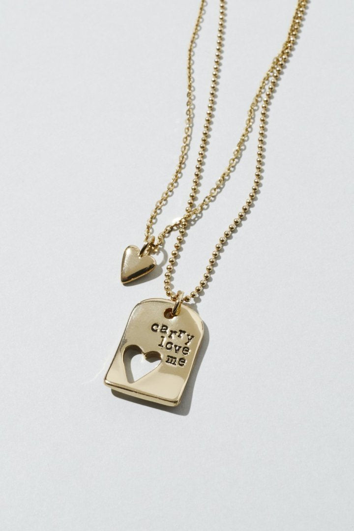 ハート カットアウト プレート レイヤード ネックレス