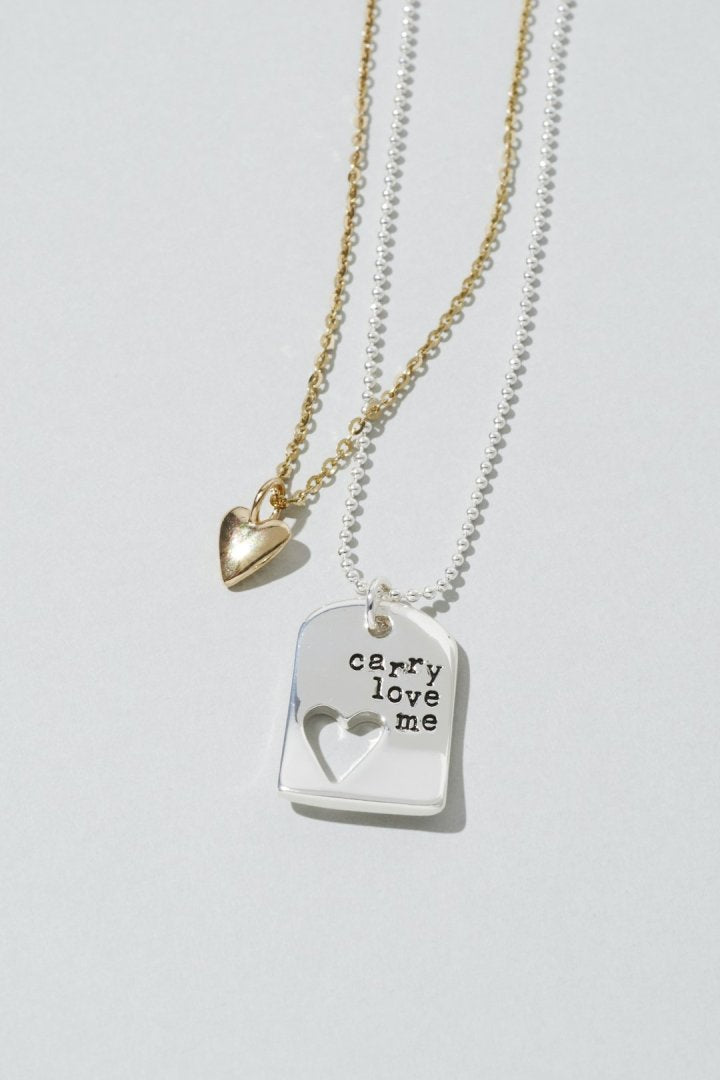 ハート カットアウト プレート レイヤード ネックレス